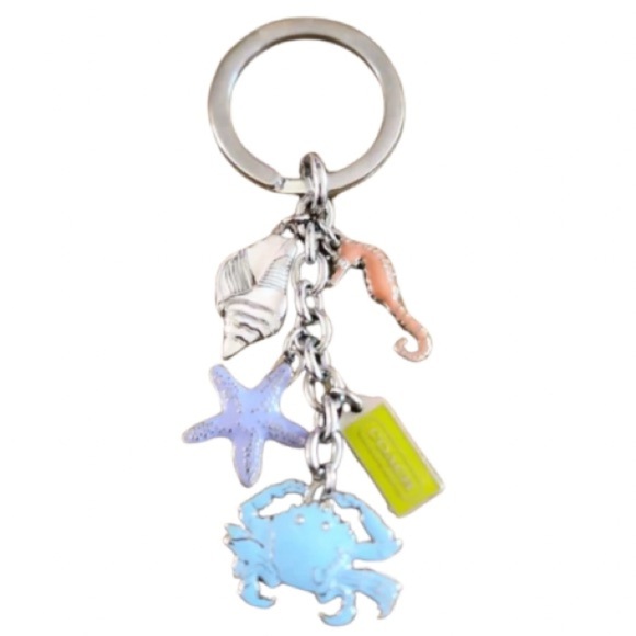 Coach Sea Life Keychain with Blue, Purple, Green & Pink Charms - Picture 1 of 4